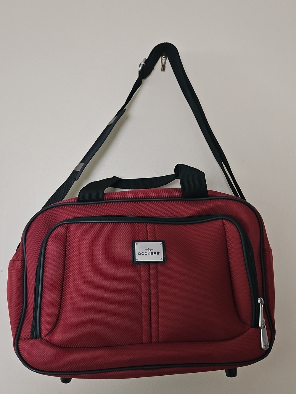 Dockers Red & Black Travel Duffel Bag with Feet